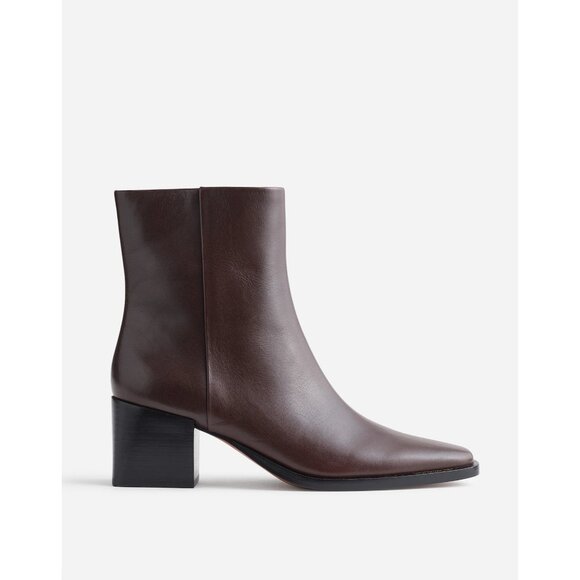NEW Madewell Boots Womens Sz 8.5 Ardin Ankle Brown Leather Block NR866 Preppy - Picture 1 of 14